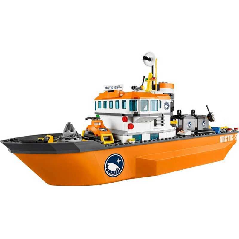 760PCS Building Block City Series Arctic Icebreaker Polar Adventure Base Ship Sled Boy Assembled Childrens Toy Gift X241228