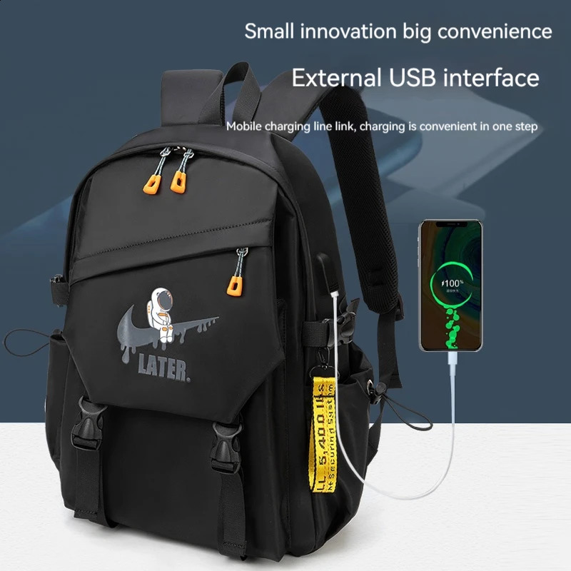 Astronaut Printed Orthopedic Men Laptops Backpack Teenages Schoolbag Primary Waterproof Backpacks Nylon Kids School Bags 241223