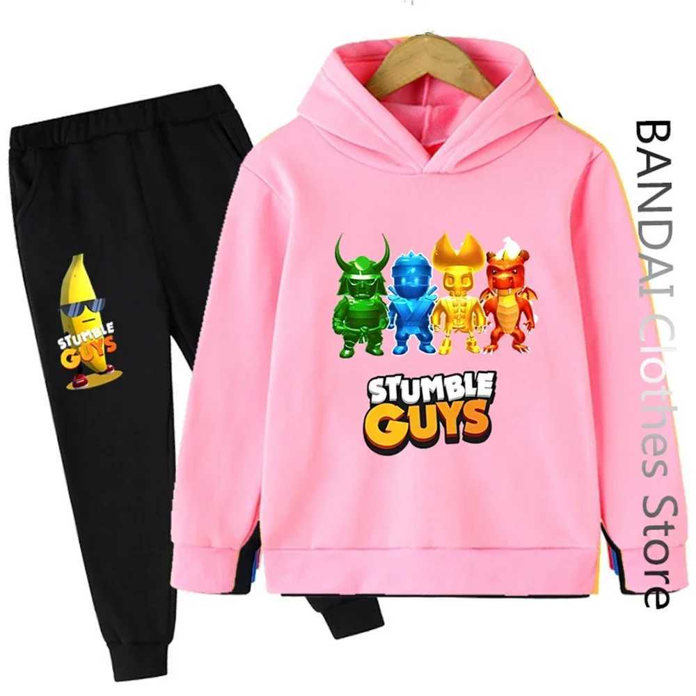 Stumble Guys Hoodie Set Kids Clothes Boys Girls Clothing Childrens Sports Suit Autumn Hoodie Pants 2-piece Set X241228