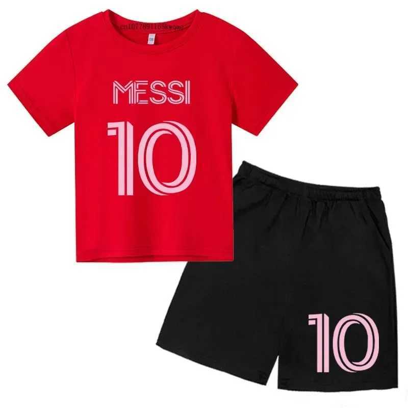 Kids Super Soccer Star No.10 Print 2pcs T-shirts+Pants Sports Suits 3-14 Years Boys Girls Idol Streetwear Children Outfits Sets X241228
