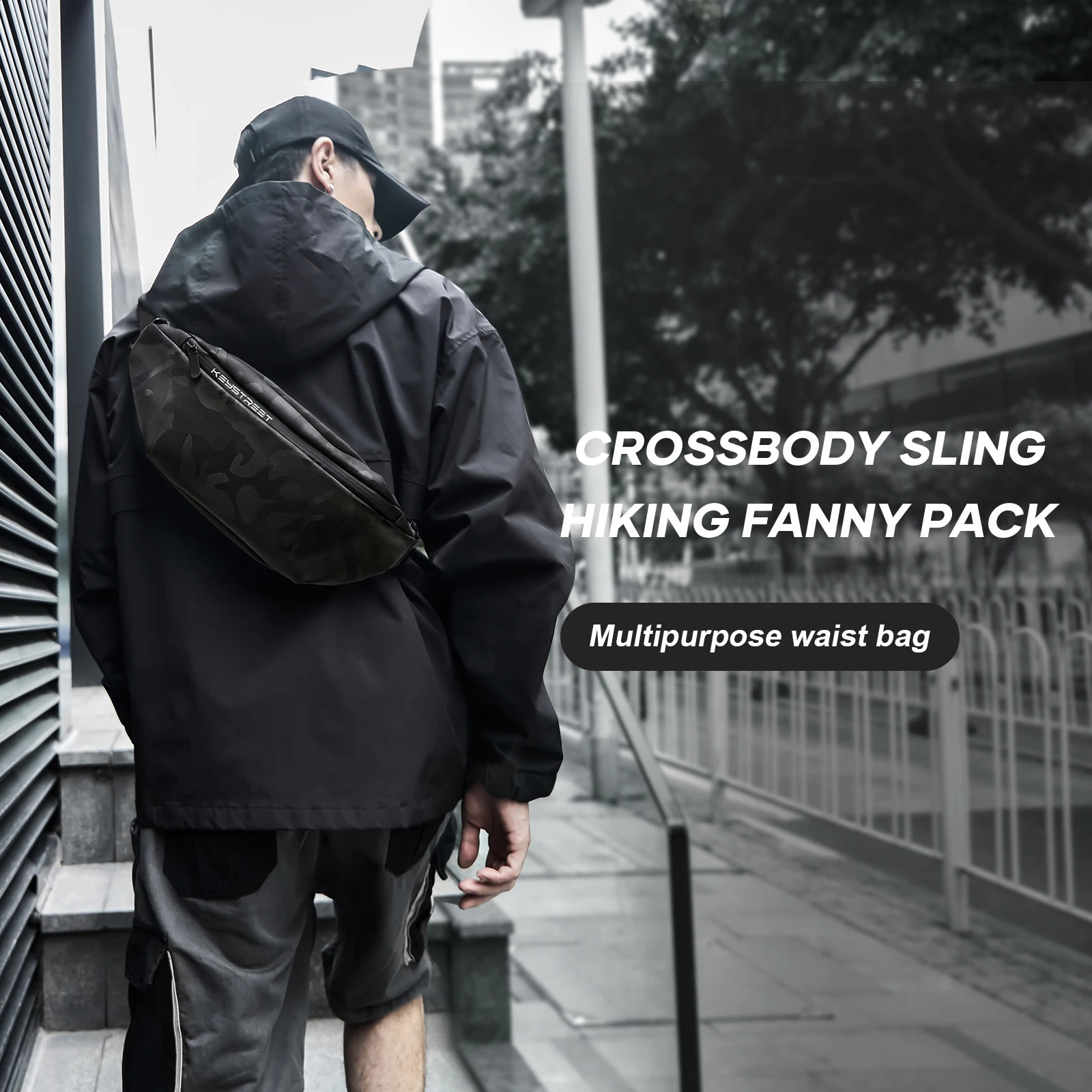 Sports crossbody bag camo style Fanny pack small shoulder bag casual chest bag outdoor riding crossshoulder bagblack. 241228