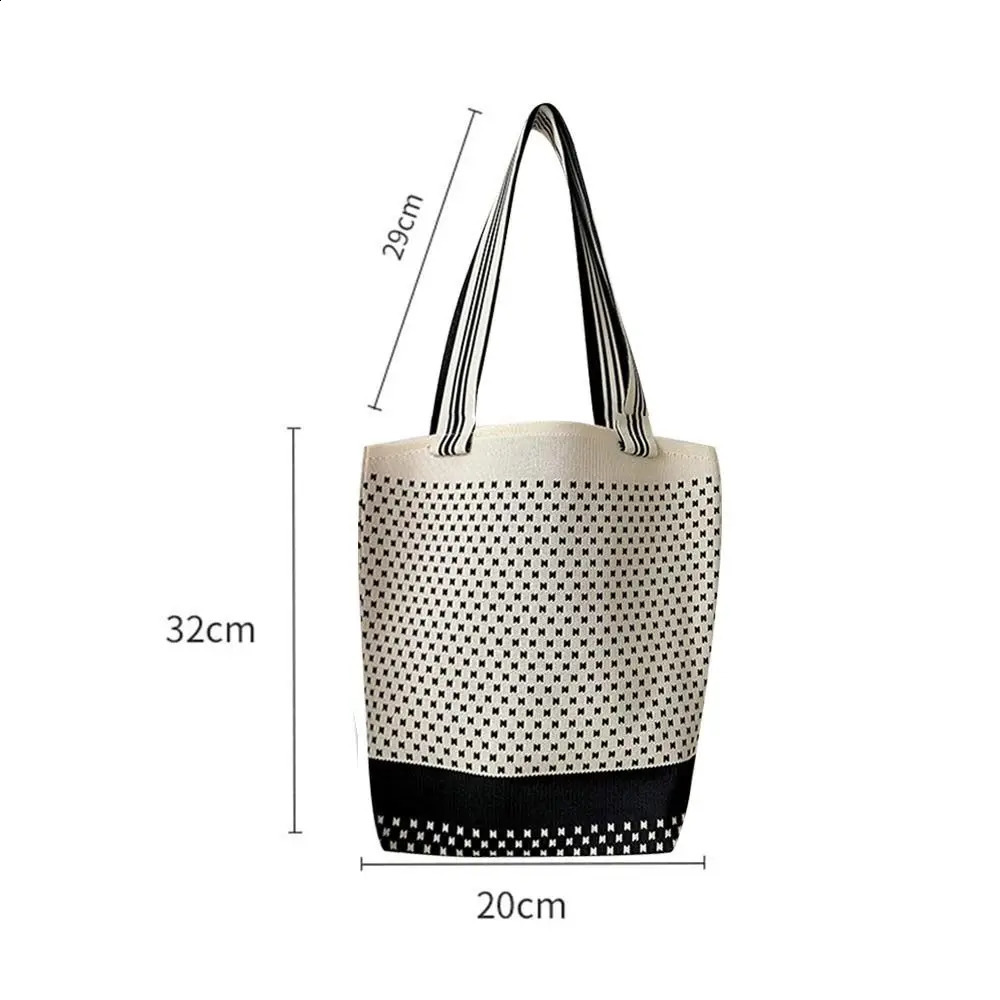 Handmade Knitted Handbag Women Knot Wrist Bag Casual Color Tote Student Reusable Shopping Bags 241225