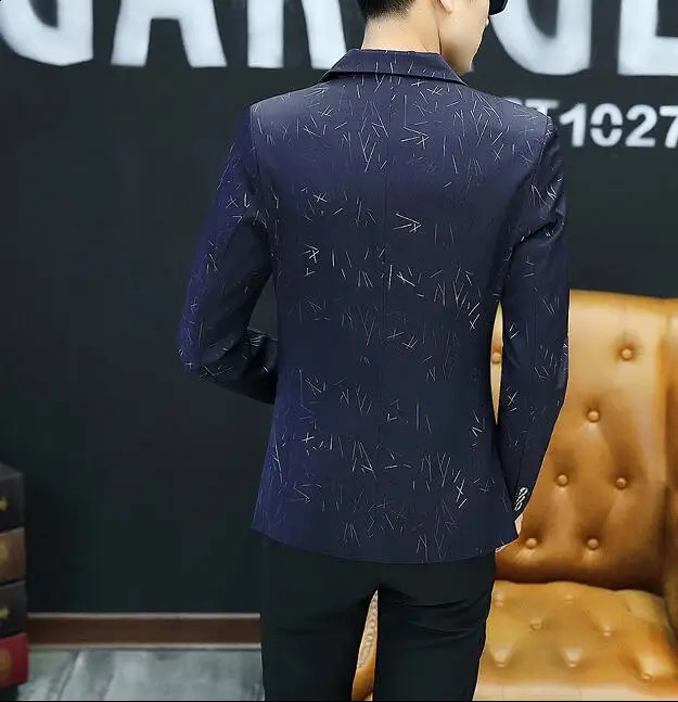 Autumn mens fashion printed mens casual business jacket mens slim fit suit jacket white mens thin jacket 241227