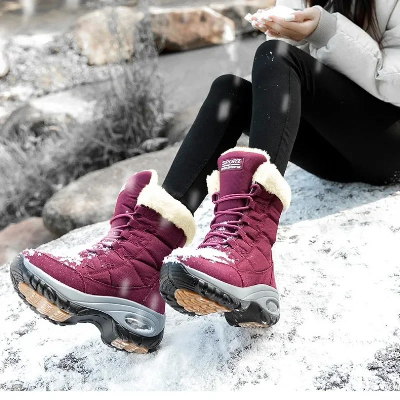 Women Thigh High Boots Platform Fur Warm Snow Winter Shoes Waterproof Slip on Comfortable Outdoor Ankle Hiking 241223