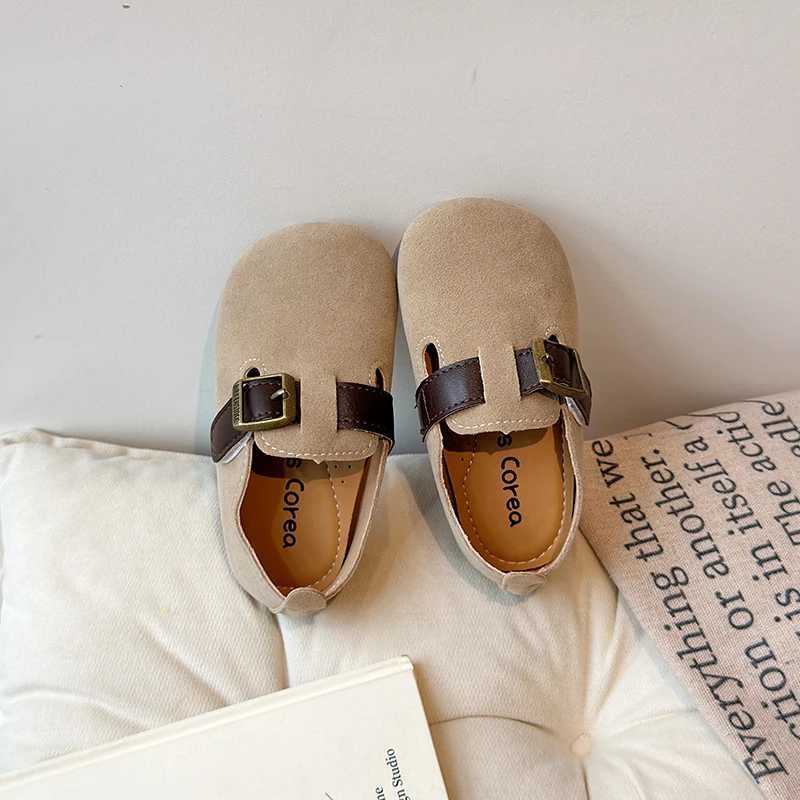 Childrens Apartment Fashion Childrens Casual Soft Leather Shoes Korean Retro Soft Lace Buckle Princess Breathable Womens Shoes W241228
