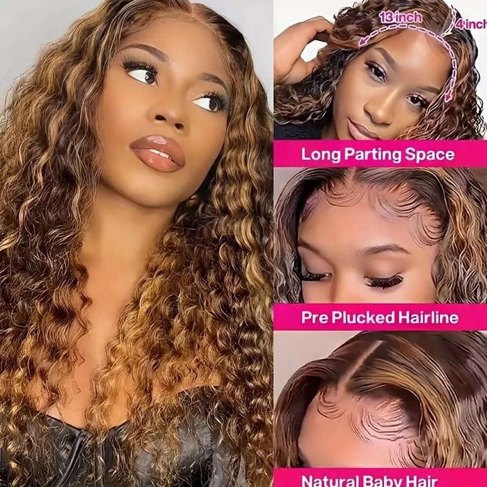 Front Lace Real Full Head 4/27 Human Hair Wig, DEEP Roll Kq1 Kq1