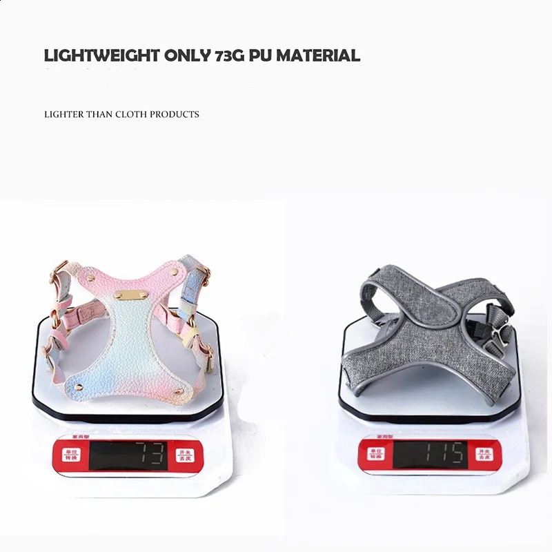 pet harness for cat and small dogs leather light weight 73g cat harness leash set no pull waterproof outdoor dog traction rope 241227