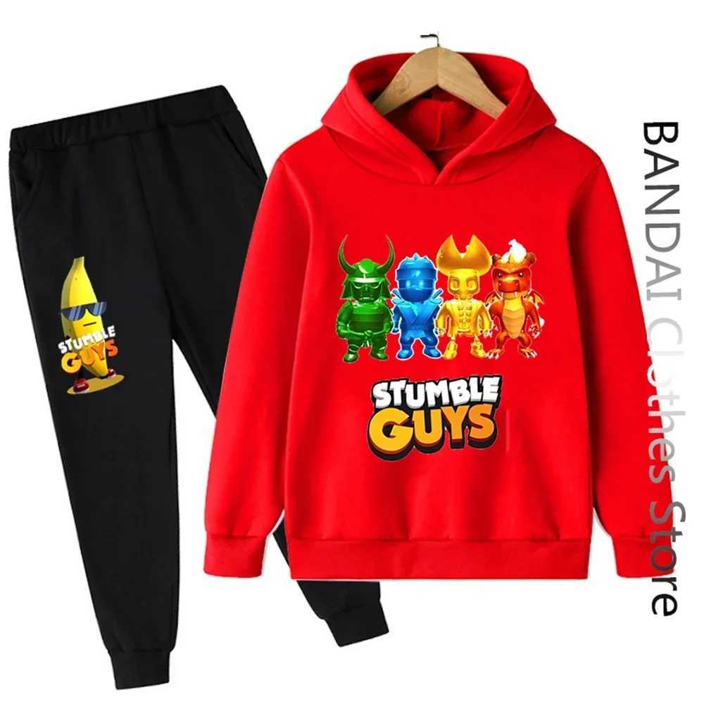 Stumble Guys Hoodie Set Kids Clothes Boys Girls Clothing Childrens Sports Suit Autumn Hoodie Pants 2-piece Set X241228