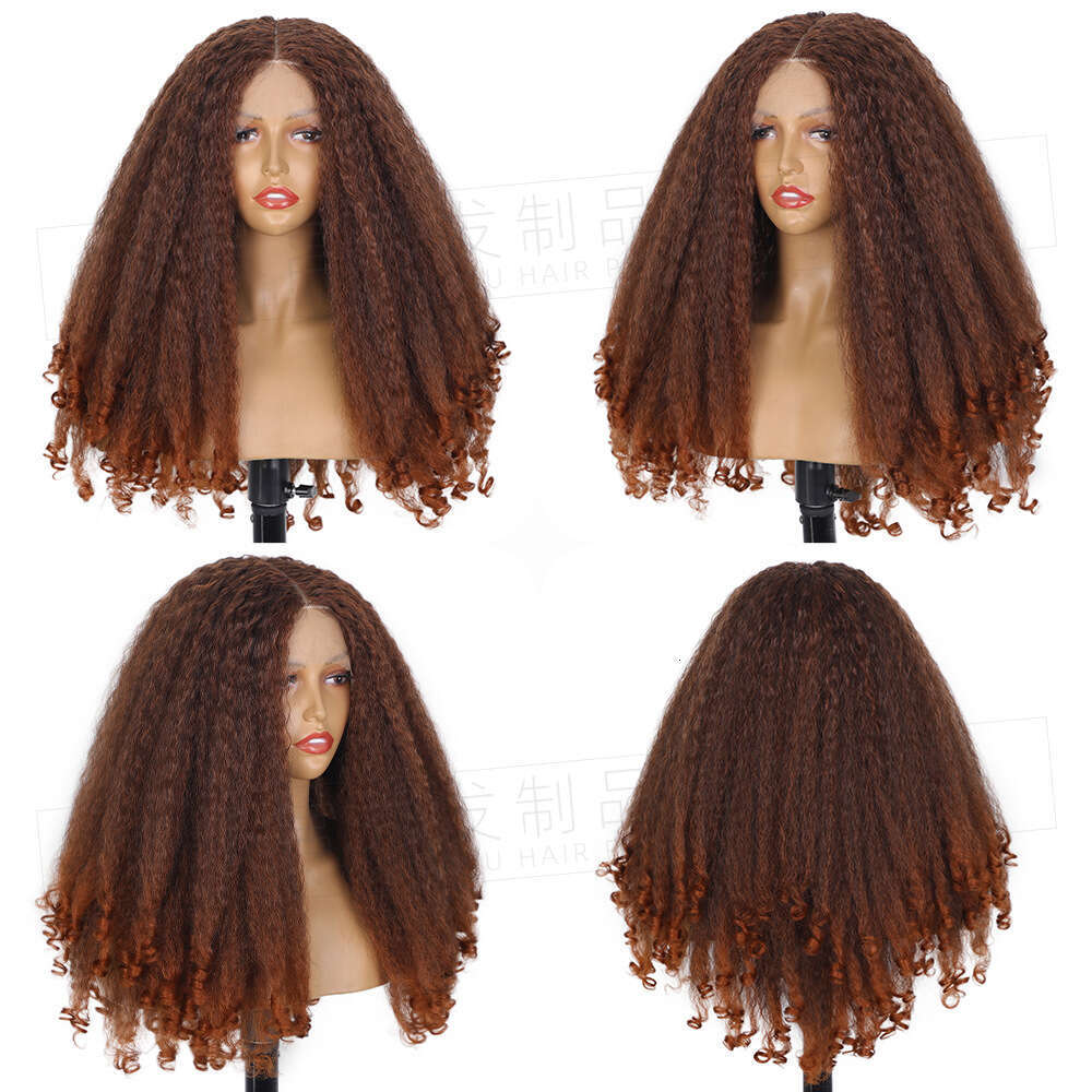 Women's Front Lace Yaki Wig Medium Split Straight Hair 13 4 * 1 Synthetic Headset T Part Lace Kq1 Kq1