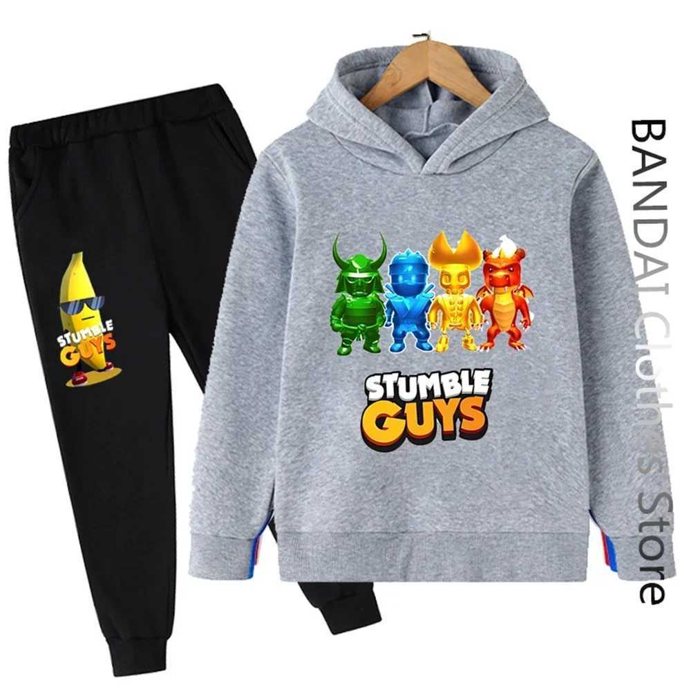 Stumble Guys Hoodie Set Kids Clothes Boys Girls Clothing Childrens Sports Suit Autumn Hoodie Pants 2-piece Set X241228