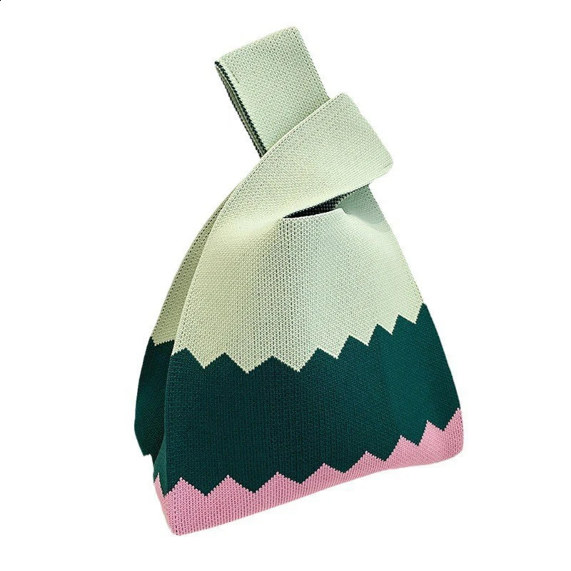 Women Mini Knot Wrist Bag Fashion Handmade Knitted Portable Bucket Phone Bags Large Capacity Autumn Winter Handbags 241227