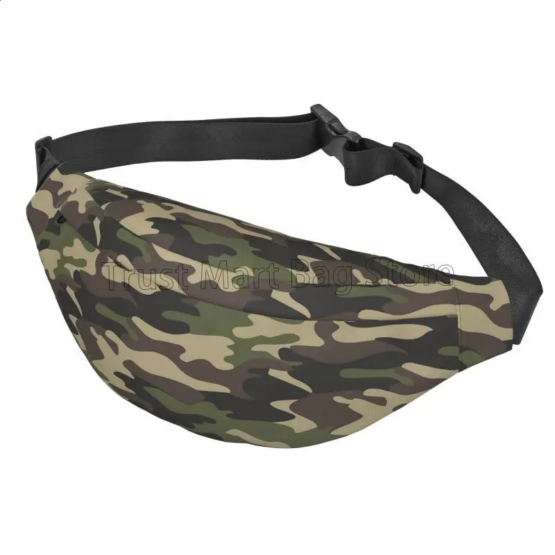 Green Camouflage Casual Fanny Pack Large Crossbody Waist Bag Adjustable Belt Bags for Travel Festival Hiking Cycling Running 241228
