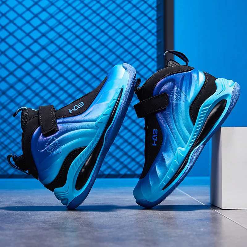 Fashionable queer childrens shoes lightweight and breathable boys and girls sports shoes basketball shoes anti slip childrens outdoor running shoes W2