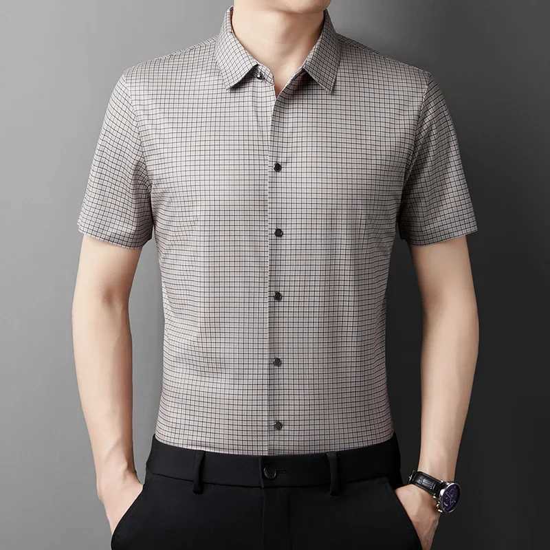 2024 Summer New Mens Business Casual Printed Short Sleeve Shirt Fashionable and Comfortable Anti Wrinkle Top X241228