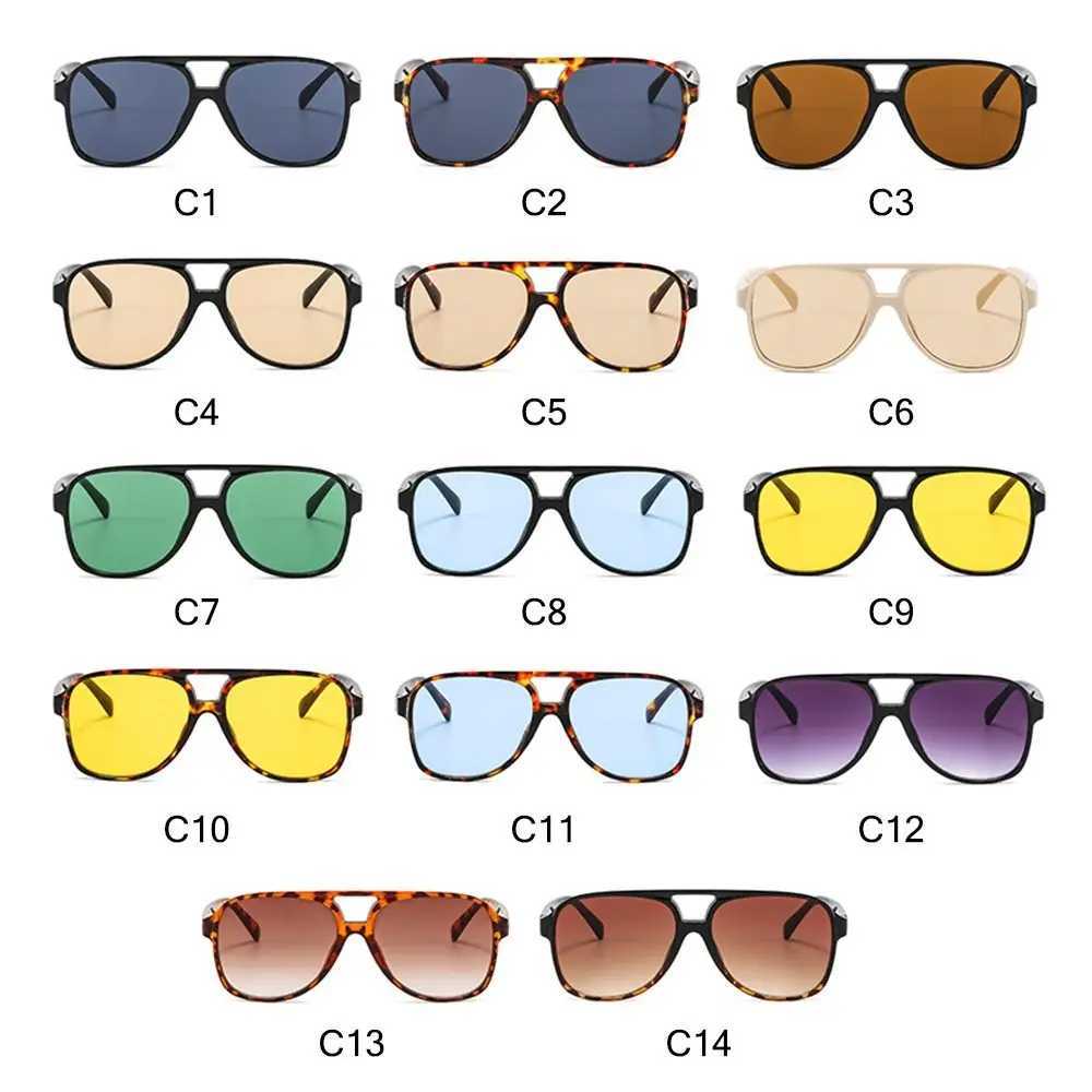 1Pcs Classic Oversized Pilot Sunglasses Women Men Vintage Double Bridge Big Shades Unisex 70s Sun Glasses Yellow Driving EyewearXJ241228