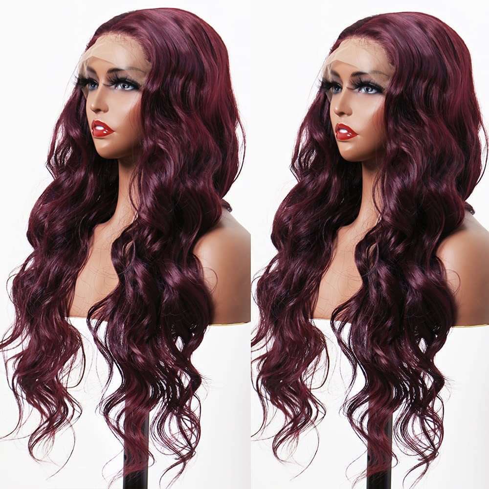 Wig For Ladies, 13 * 4 Front Lace Synthetic Headband, Wine Red Medium Split Long Curly Hair Wig Kq2 Kq2