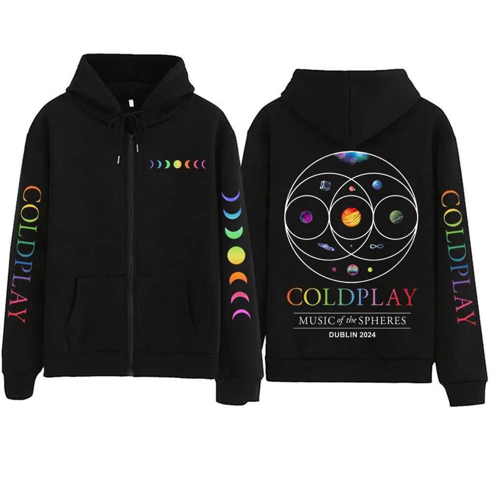 COLD-PLAY Music Of The Spheres World Tour Zipper Hoodie Harajuku Pullover Tops Sweatshirt Streetwear X241228