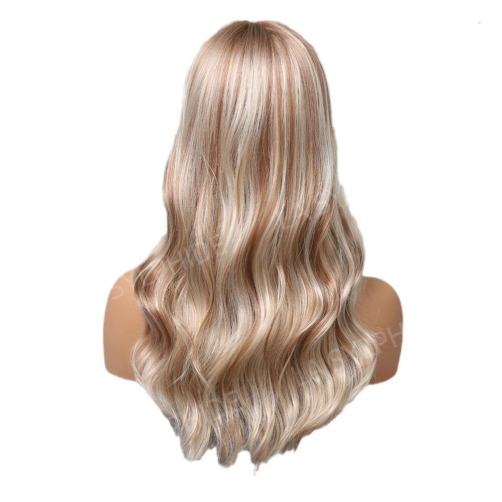 13 * 1 Front Wig Female Gold Brown Pickled Medium Split Long Curled Hair High Temperature Silk Lace T-Part Kq2 Kq2