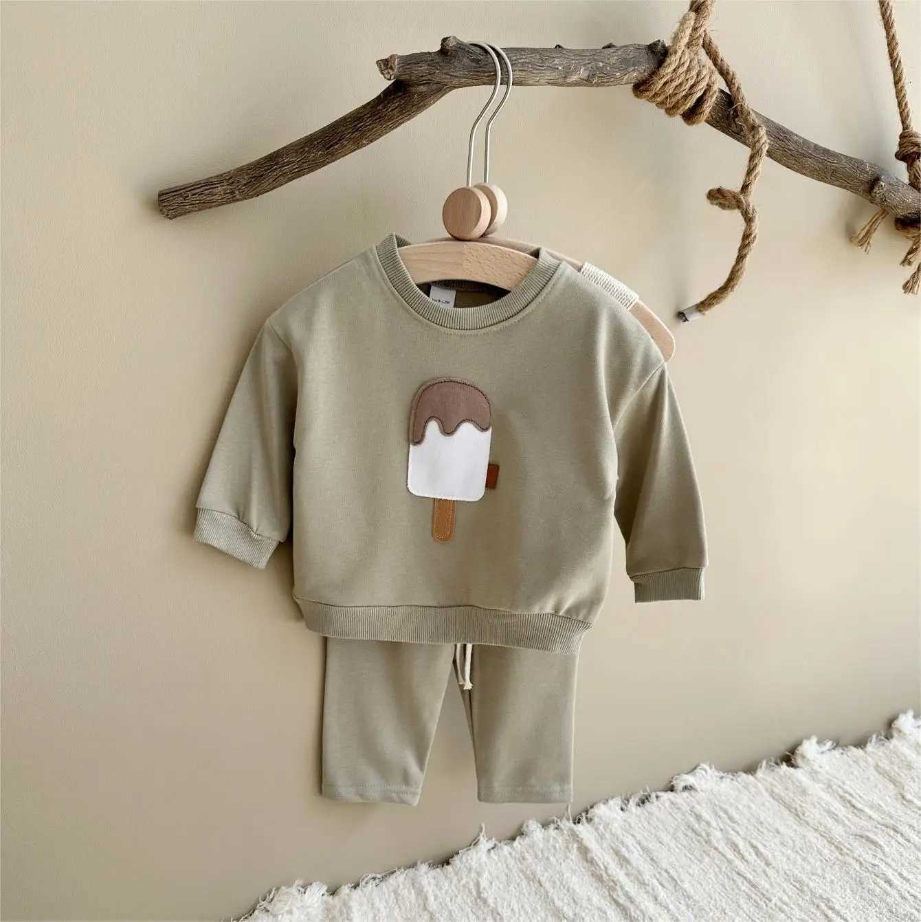 New Autumn Baby Boys Girls Clothing Set Toddler Casual Cotton Home Wear Ice 2PCS Set Long-Sleeved Pants CHIldrens Suits X241228