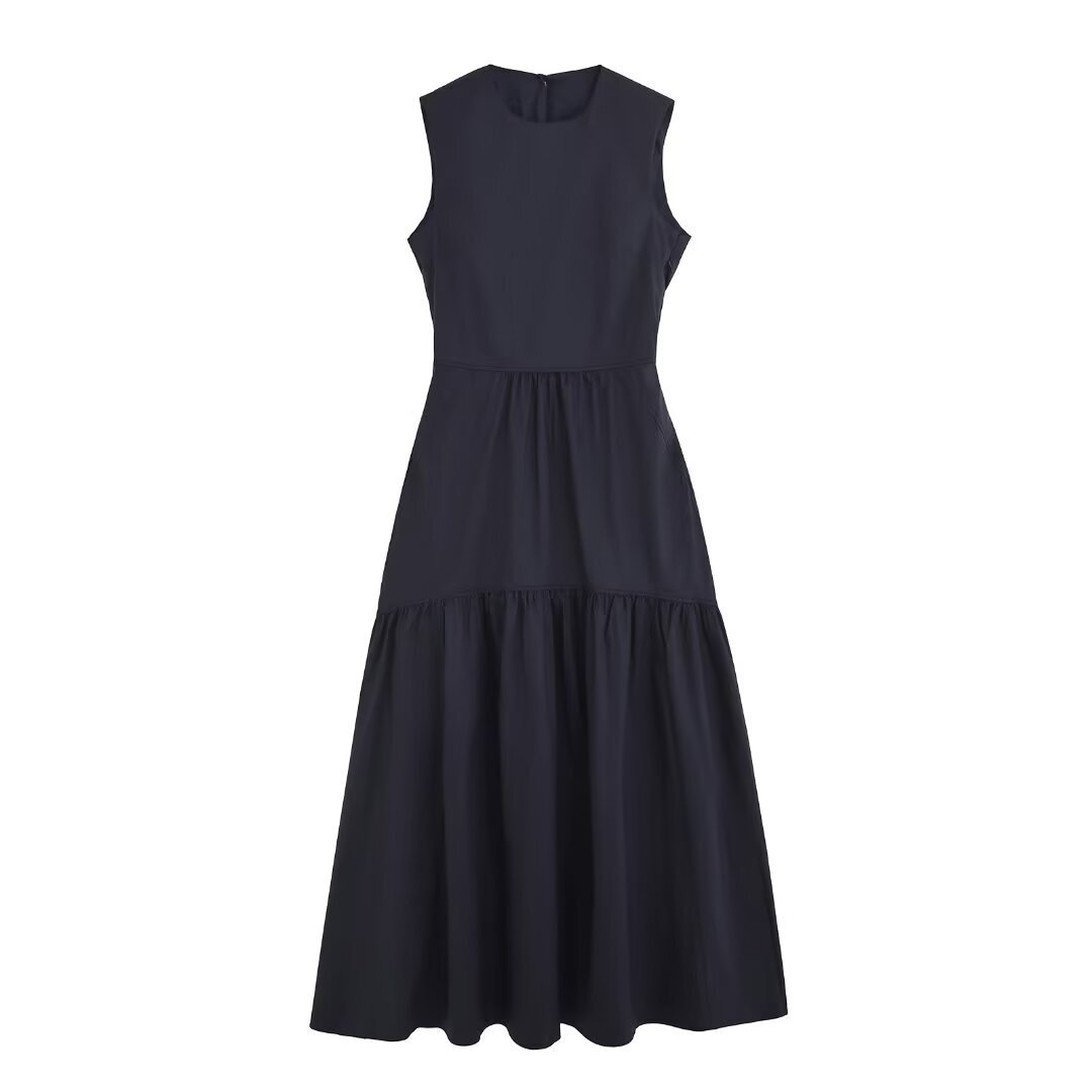 (448) Slimming and elegant sleeveless long dress with v-neck and backless skirt