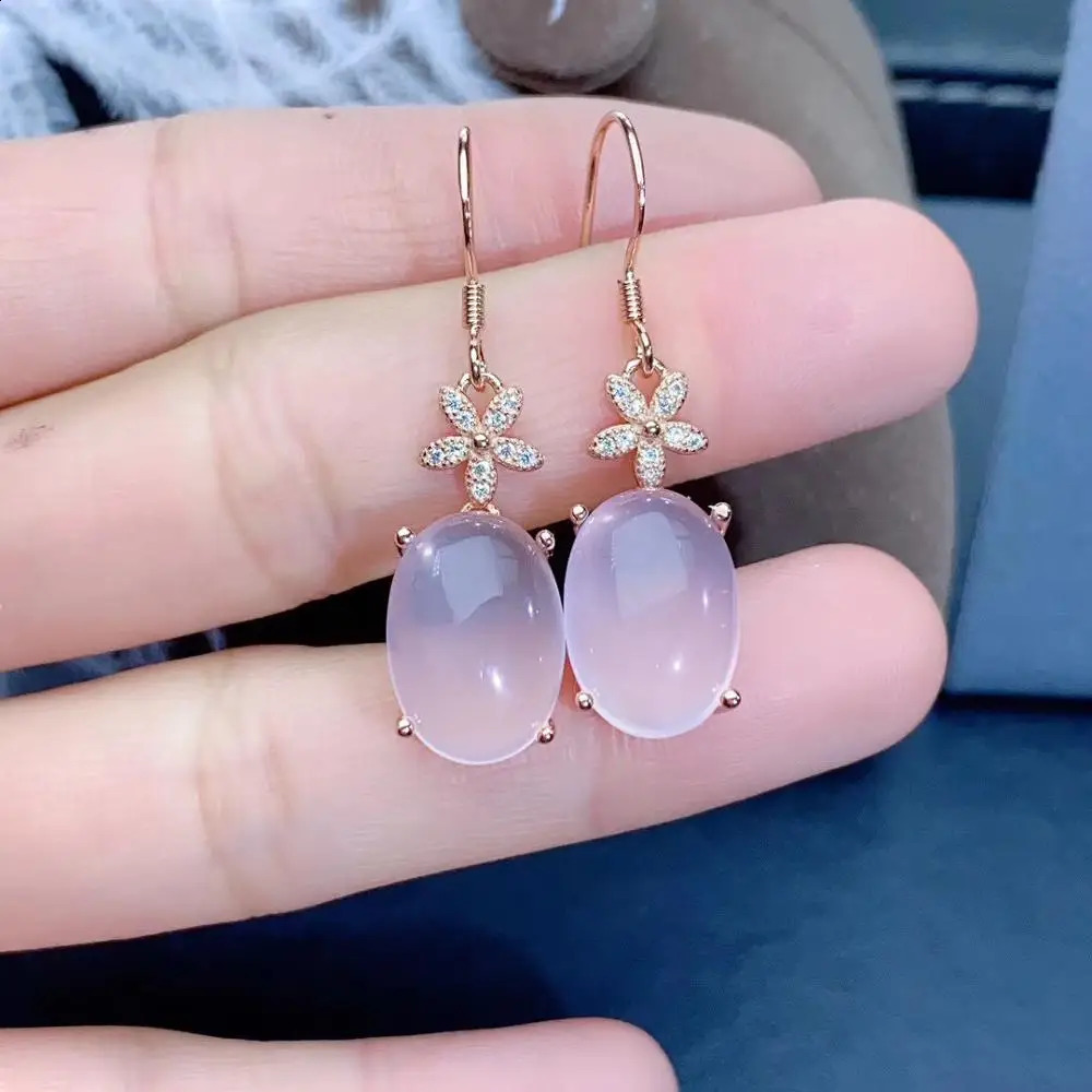 Gift Natural and Real Rose Quartz Earring Natural And Real 925 sterling silver Rose Quartz Earring 241226