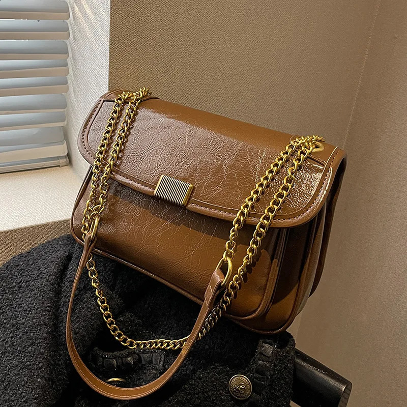 Female Casual Messenger Bag Women Handbag PU Leather Chain Shoulder Bag Square Bag Easy to Clean Womens Bag 241228