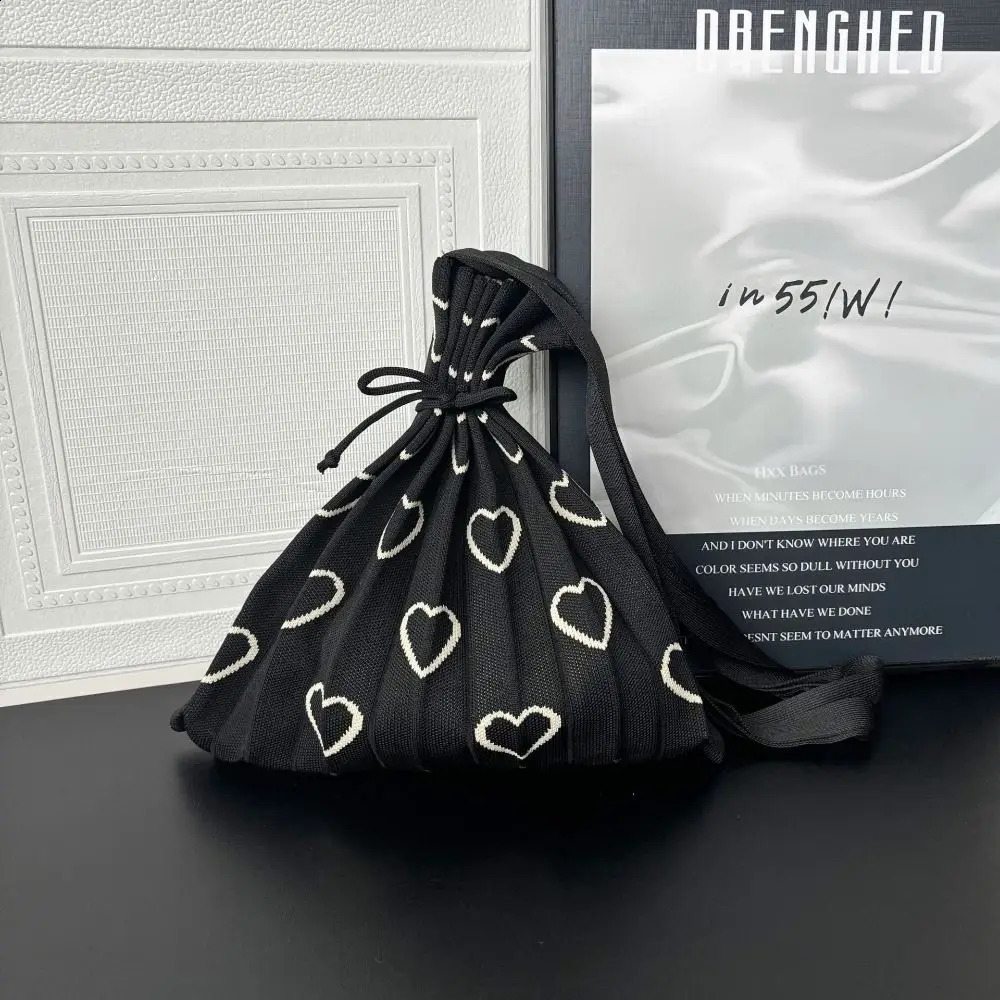 Chic Knitted Shoulder Bag Casual Reusable Wrist Handbag Foldable Shopping Bags For Women Girls 241225