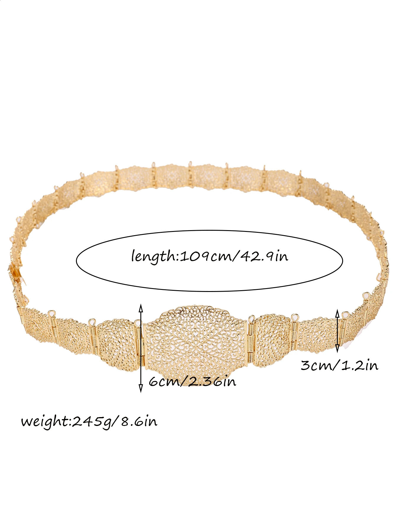 Moroccan Bride Alloy Belt Adjustable Length Lady Body Chain French Aristocratic Waist Decoration 241227