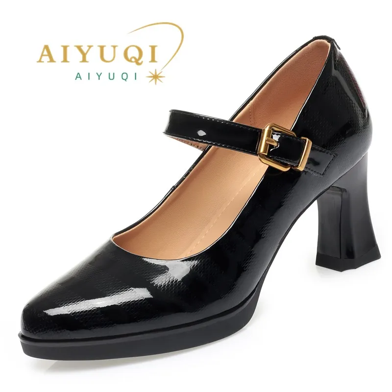AIYUQI Women's Dress Shoes Genuine Leather High Heels Women's Office Shoes Spring Fashion Ladies Shoes