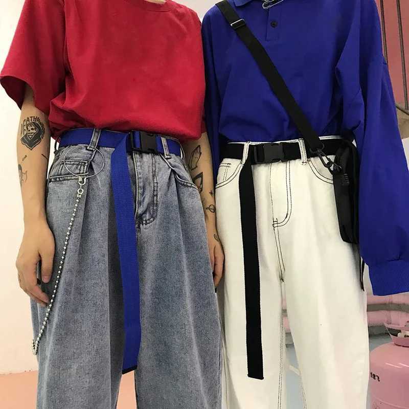 Adult adjustable full matching belt with neutral Korean canvas strap retro plastic buckle elastic solid color long waistband W241228