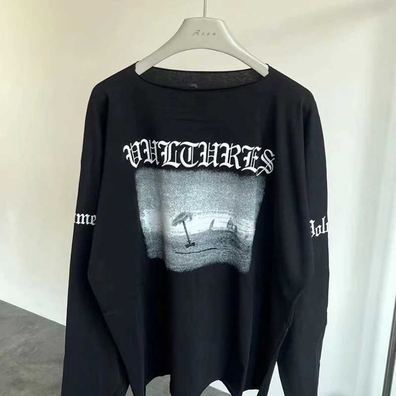 Vultures YZY T-shirt mens casual couple digital printing oversized long Sleved Top Ts X241228