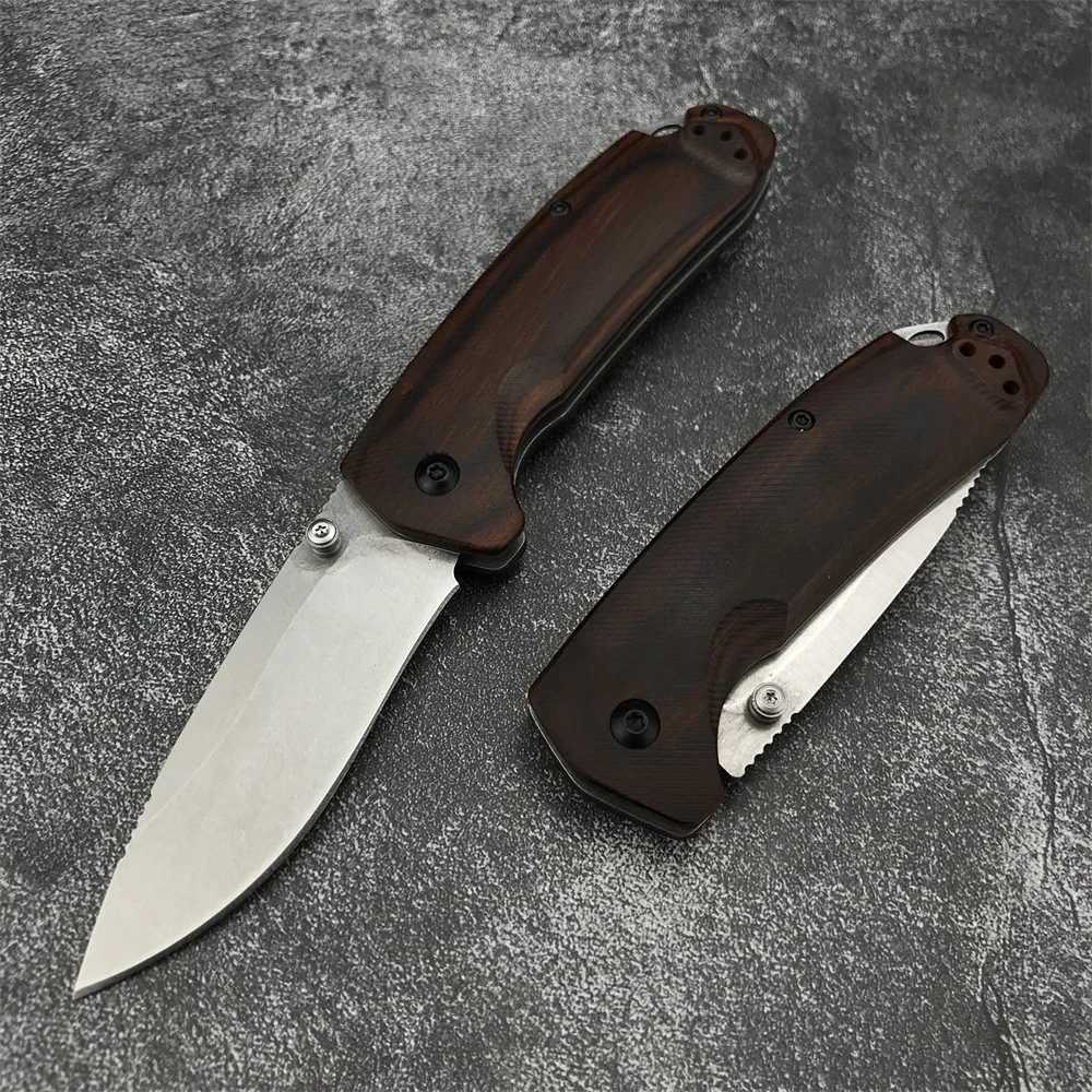 High Quality 15031 Hunt North Fork Folding Knife 2.97 8Cr13Mov Blade Stabilized Wood Hands Outdoor Survival Cam ToolXJ241228