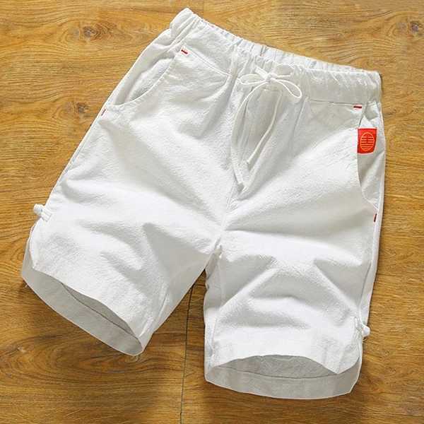 Mens Casual Drawstring Solid Short Pants Comfortable Cotton Linen Board Shorts Male Clothing Gym Running ShortsXJ241227