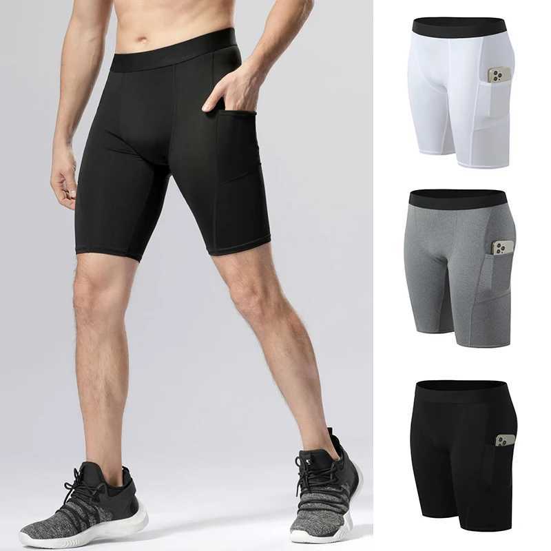 Mens sports shorts pocket running tight fitting gym tight fitting mens yoga shorts mens spandex compression shorts W250324