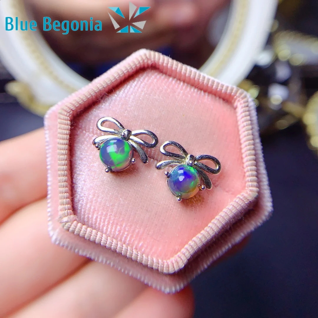 Natural Black Opal Earrings for Women Anniversary Gift 925 Sterling Silver Girl Friend 5*5MM Gemstones 241226