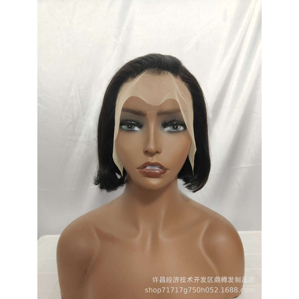 Real Hair Front Short Head Cover 13X4 Lace Frontal E Cut Wig Kq2 Kq2