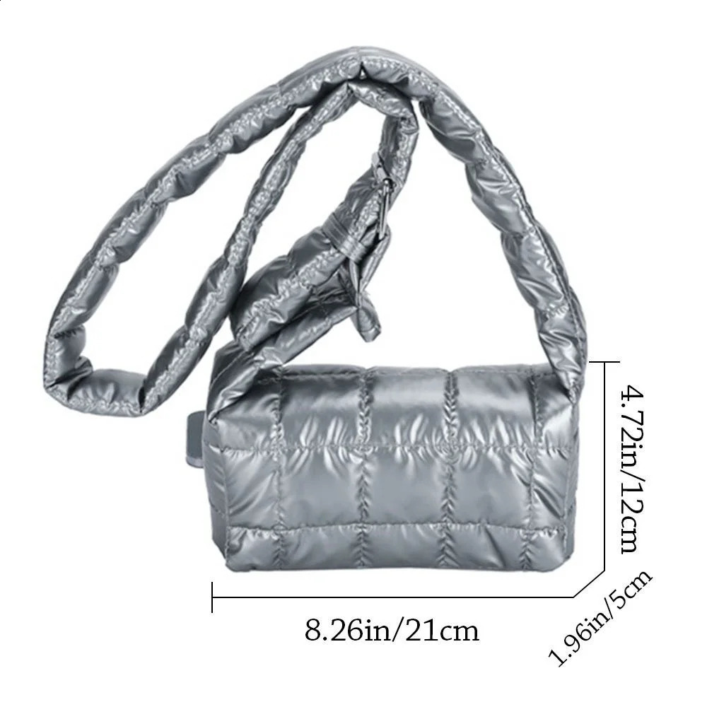 Fashion Tote Bag Winter Lightweight Warm Down Cotton Padded Plaid Shoulder Bags Women Underarm Bags Puffy Handbags 241227