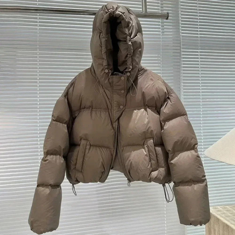 2024 Fashion White Duck Down Jacket Hooded Women Autumn Winter Warm Over Size Casual Short Thick Outwear Female Coat 241227