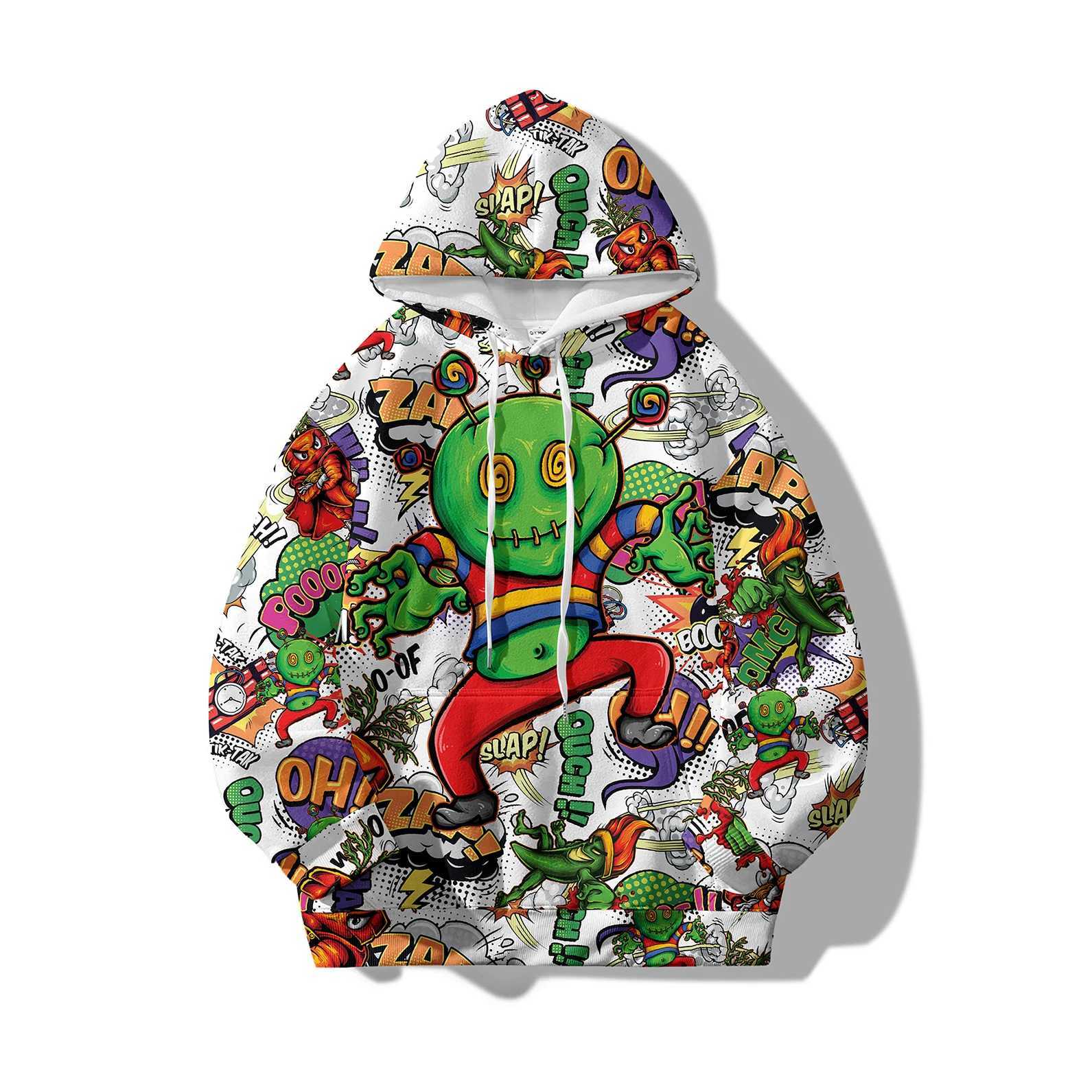 The new spring hoodie is fashionable and versatile featuring 3D digital printed cartoon patterns suitable for both young and old people X241228