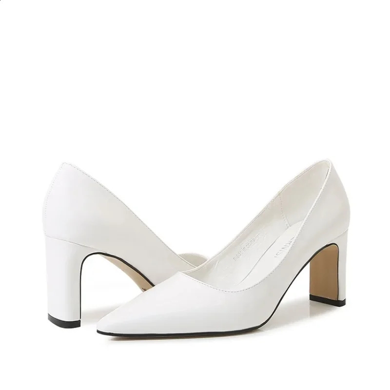 Women Pumps Patent Leather 7.5CM High Heels Pointed Toe Slip-On Classics Fashion Spring Autumn Elegant Woman Heeled Shoes 241228