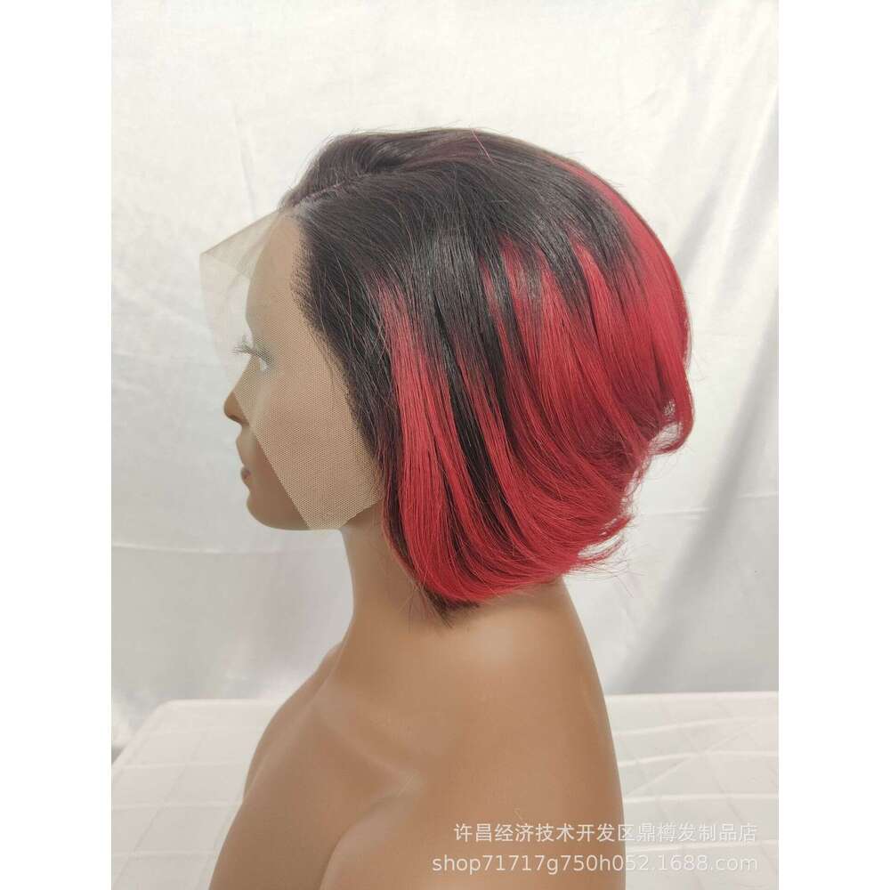 Real Hair Front Short Head Cover 13X4 Lace Frontal E Cut Wig Kq2 Kq2