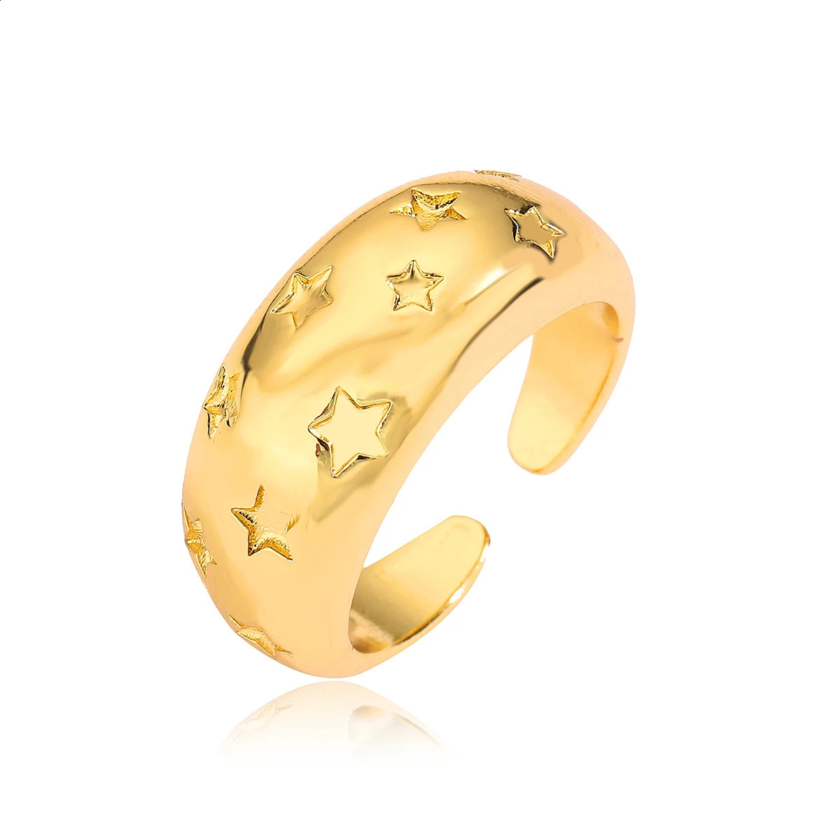 BUY High Polish Gold Color Copper Jewelry Open n Rings For Women Finger Accessories 241225