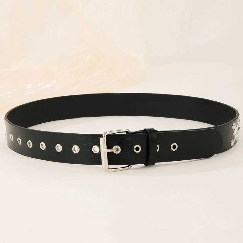 1 piece of womens black cool Grunge style stud punk star strap Y2k dark pentagonal leather strap used for jeans/skirt accessories W241228