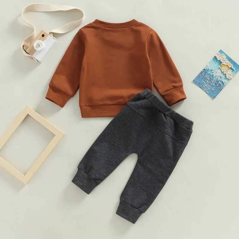 Newborn Baby Boy Pant Sets 2Pcs Outfits Autumn Clothes Long Sleeve Letter Pullover Tops and Pocket Pants Baby Items Clothing X2412281