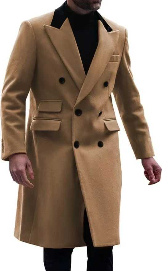 Mens high-quality tailcoat set mountain top lapel collar jacket double breasted winter jacket banquet business evening gown W241228