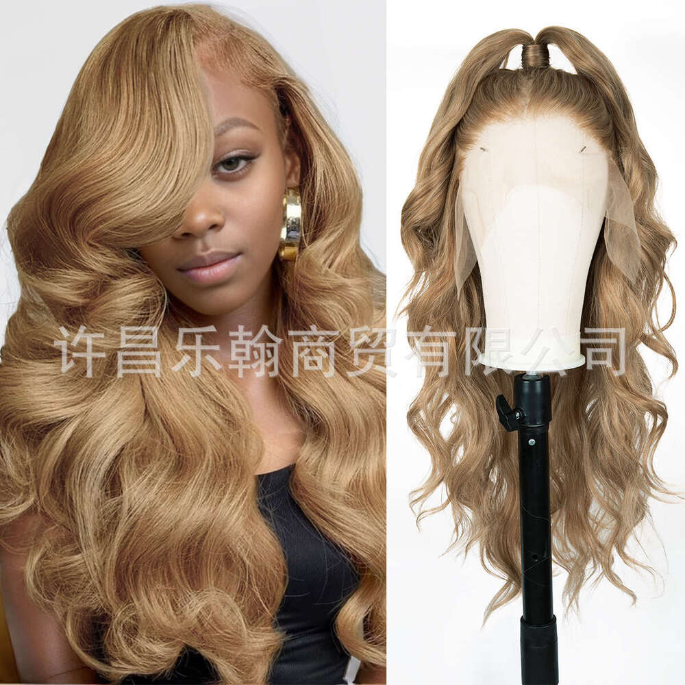 13 * 6 Full Hand Woven Front Lace Wig Headband, High-Temperature Silk And Synthetic Fiber, Big Waves, Bodywavywigs Kq2 Kq2