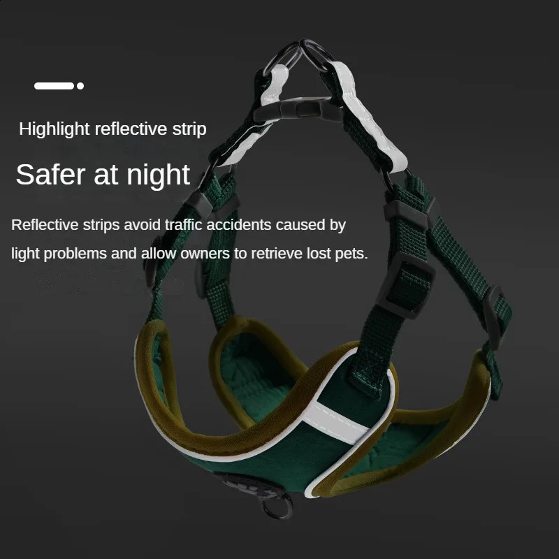 Reflective Adjustable Pet Dog Harness for Small Dogs Vest Chest Strap Leashes Set Safety Outdoors Walking Running Cat Lead 241227