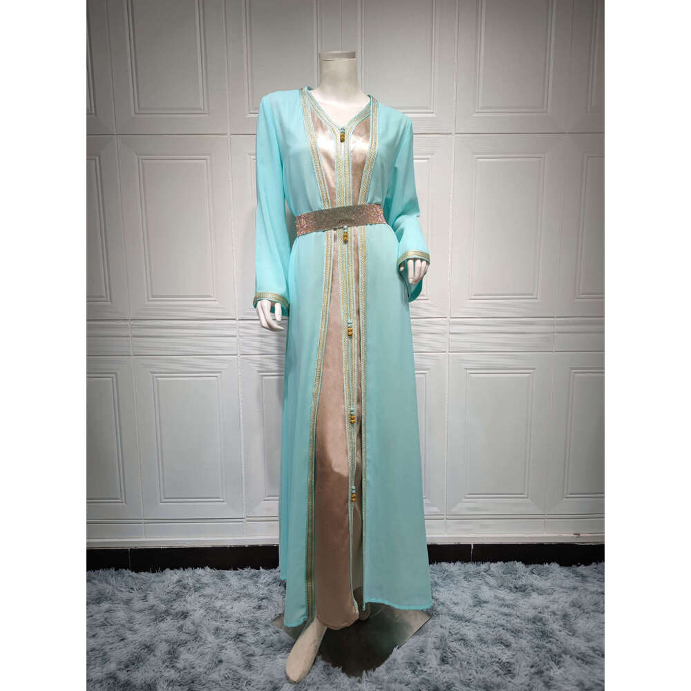 Cross Border Middle Eastern Commuting Ethnic Style European And American Hot Products Colorful Chiffon Dress Foreign Trade Muslim Women's Wear