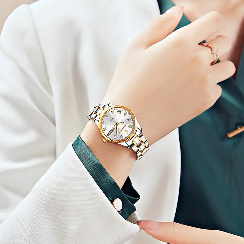 EK Womens Wrist watch Original Watches for Ladies Waterproof Stainless Steel Quartz Woman Wristwatch Gold trend 241225