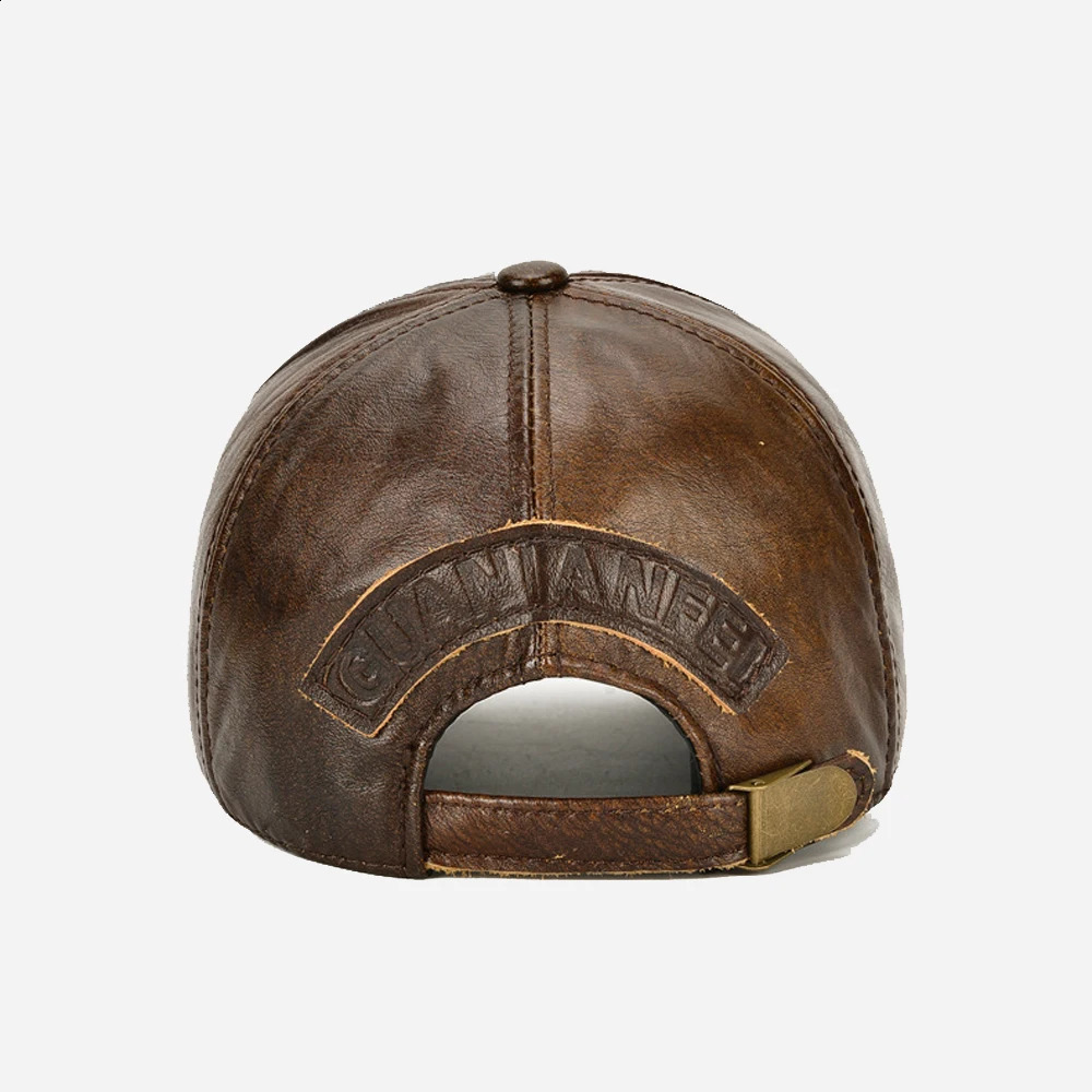 Men Genuine Cowhide Leather Baseball Cap Casual Real Leather Hat Autumn Winter Real Cowhide Leather Ear Protection Caps 241227